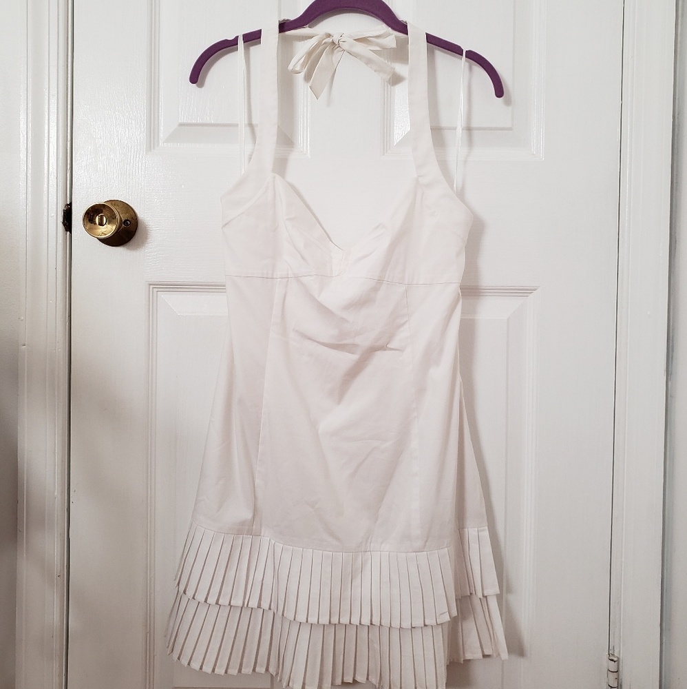 BCBG Max Azria white halter dress with pleats